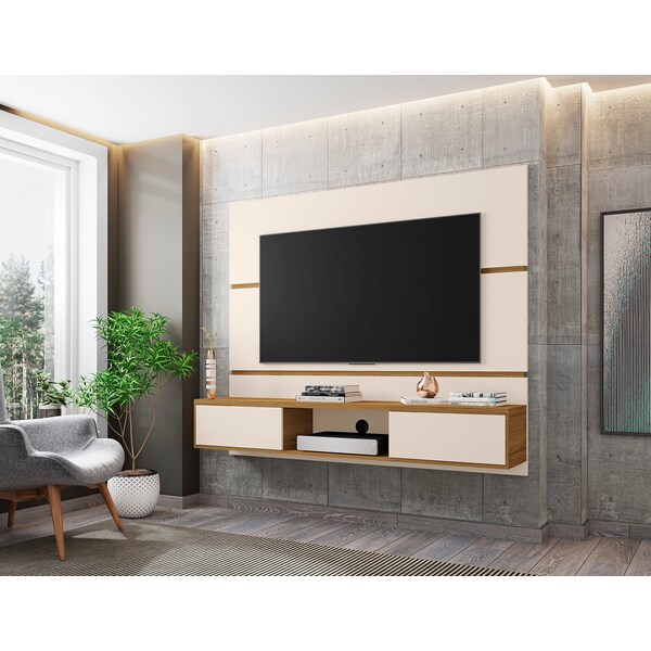 Manhattan Comfort Vernon 62.99 Floating Entertainment Center, Off White and Cinnamon - 236BMC12