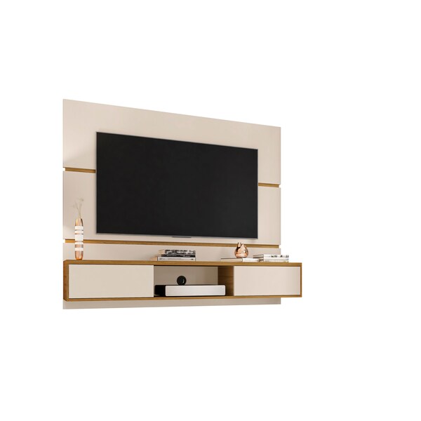 Manhattan Comfort Vernon 62.99 Floating Entertainment Center, Off White and Cinnamon - 236BMC12