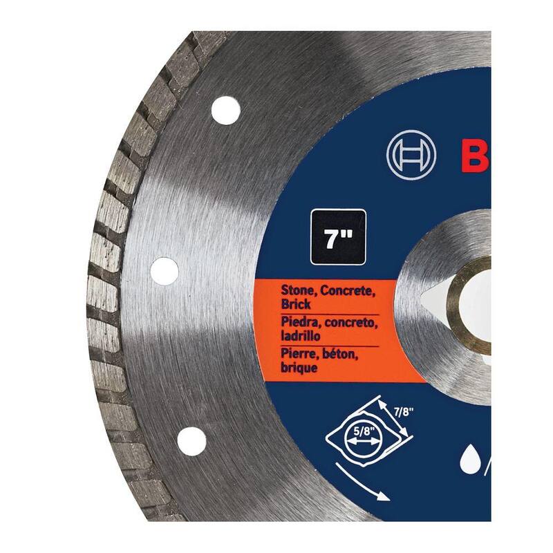 Bosch 7 pulgadas Hoja de Sierra Circular de Diamante Turbo Premium de Propósito General para Concreto, Ladrillo y Piedra - DB742C