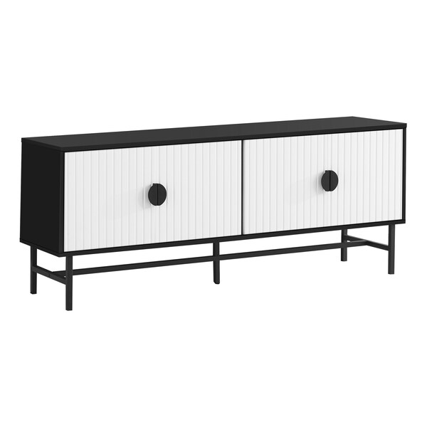 Monarch Specialties Tv Stand, 60 Inch, Console, Storage Cabinet, Living Room, Bedroom, Black And White Laminate - I 2732