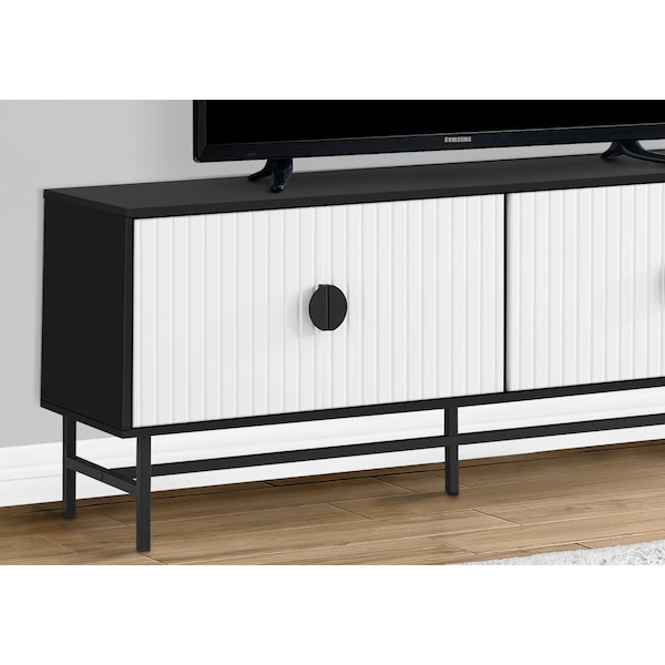 Monarch Specialties Tv Stand, 60 Inch, Console, Storage Cabinet, Living Room, Bedroom, Black And White Laminate - I 2732