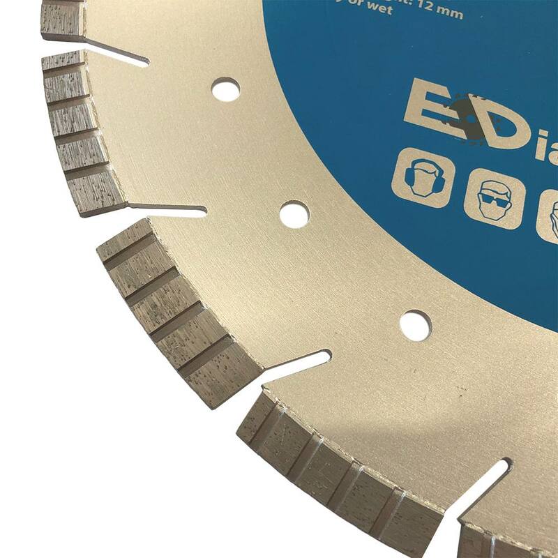 EDiamondTools 14 pulgadas. Concreto, Concreto Reforzado, Granito, Borde Segmentado, Disco de Diamante Soldado con láser de Alto Rendimiento, 20 mm Arbor - GT14P20_THD