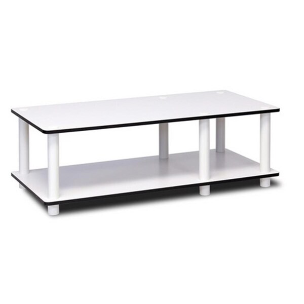 Furinno Just No Tools Mid Tv Stand, White Finish With White Tube - 10.9 X 31.5 X 15.6 In. - 11174WH(EX)/WH