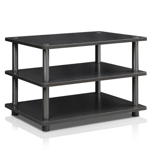 Highkey Turn-N-Tube Easy Assembly 4-Tier Corner Tv Stand, Black Wood - 16.2 X 23.6 X 14.6 In. - LR93517