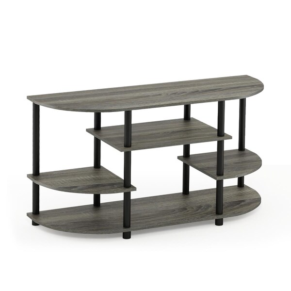 Furinno 15116GYW-BK JAYA Simple Design Corner TV Stand - French Oak Grey & Black - 15116GYW/BK