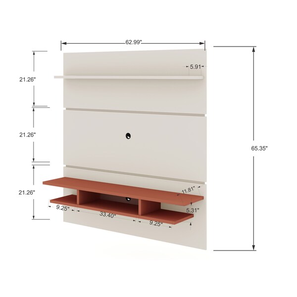 Manhattan Comfort Tribeca 62.99 Floating Entertainment Center, Off White/Orange Pink - 1PMC85