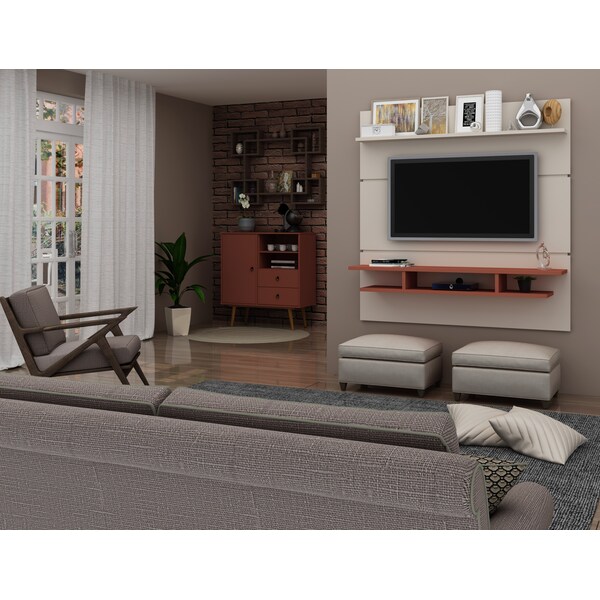 Manhattan Comfort Tribeca 62.99 Floating Entertainment Center, Off White/Orange Pink - 1PMC85