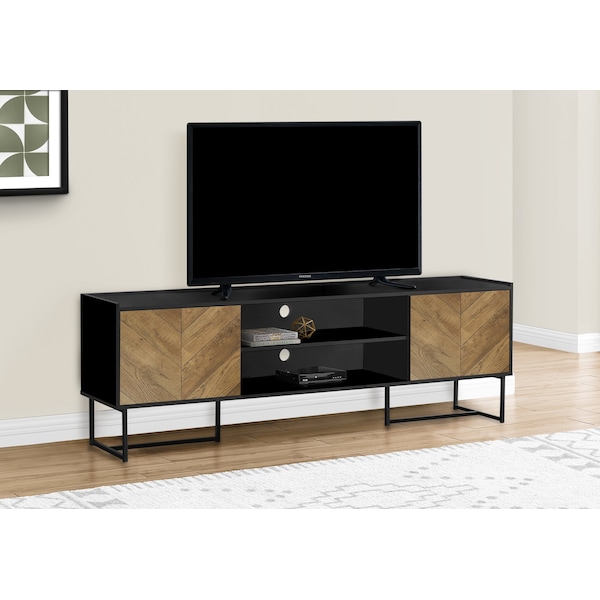 Monarch Specialties Tv Stand, 72 Inch, Console, Storage Cabinet, Living Room, Bedroom, Brown And Black Laminate - I 2752