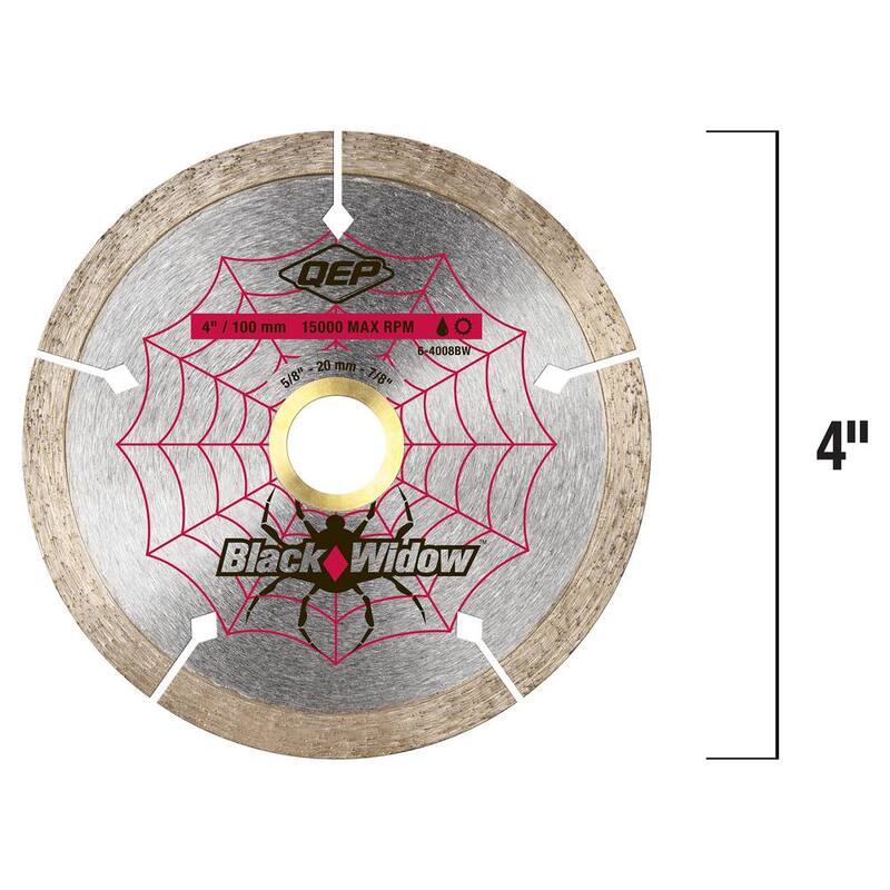 QEP 4 pulgadas Hoja de Diamante Micro-Segmentada Black Widow para Azulejos de Porcelana y Cerámica - 6-4008BW