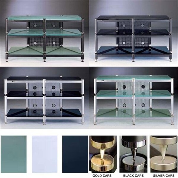 Vti Manufacturing VTI Manufacturing BLG503SSF 5 Silver Capspike Silver Poles3 Frosted Glass Shelves Stand - BLG503SSF