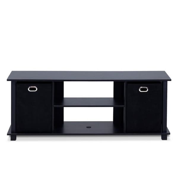 Highkey Econ Entertainment Center with Storage Bins, Black - 15.8 x 41.7 x 11.7 in. - LR93521