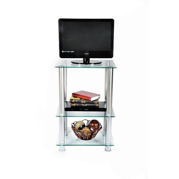 Rta Home And Office RTA Home and Office TVM-005 20 in. Extra Tall Glass and Aluminum LCD and Plasma TV Stand and utility table or end table - TVM-005