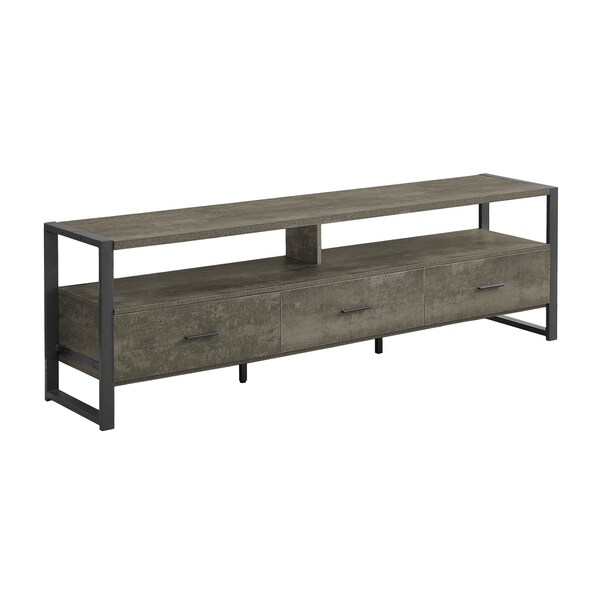 Monarch Specialties TV Stand, 72'', Media Entertainment Center, Dark Bronze Laminate, Black Metal, Contemporary - I 2847