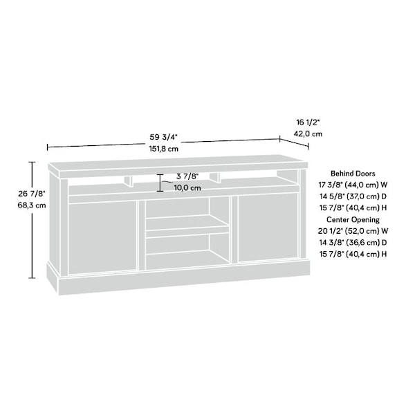 Sauder Cannery Bridge Credenza Sm W/herringbone , Accommodates up to a 65 in. TV weighing 70 lbs - 430274
