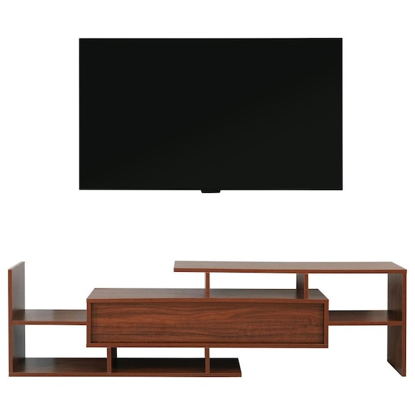 Leisuremod Surrey TV Stand with MDF Shelves and Bookcase, Walnut - STS60NW
