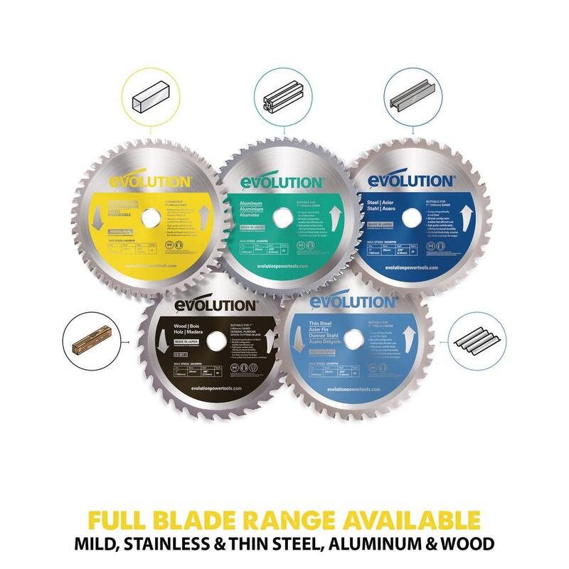 Evolution Power Tools 7 pulgadas 48 dientes Hoja de sierra cortadora de acero inoxidable - 180BLADESSN