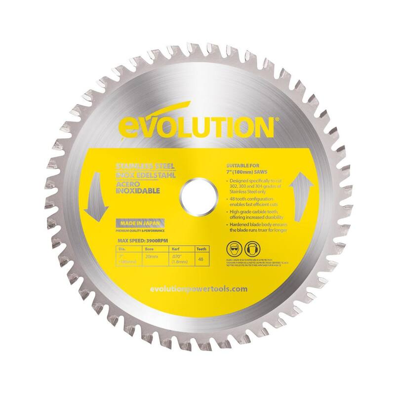 Evolution Power Tools 7 pulgadas 48 dientes Hoja de sierra cortadora de acero inoxidable - 180BLADESSN