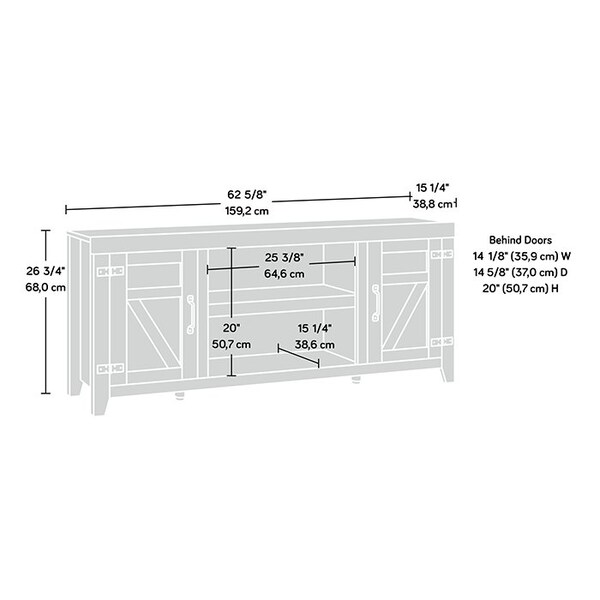 Sauder 15.28 in D X 62.68 in W X 26.77 in H, Engineered wood - 429574
