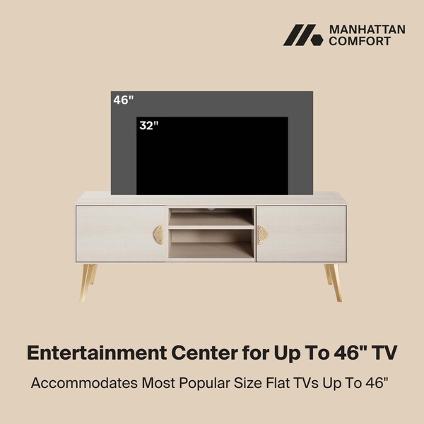 Manhattan Comfort Haley TV Stand 55.10 in White in White - TV005-WH
