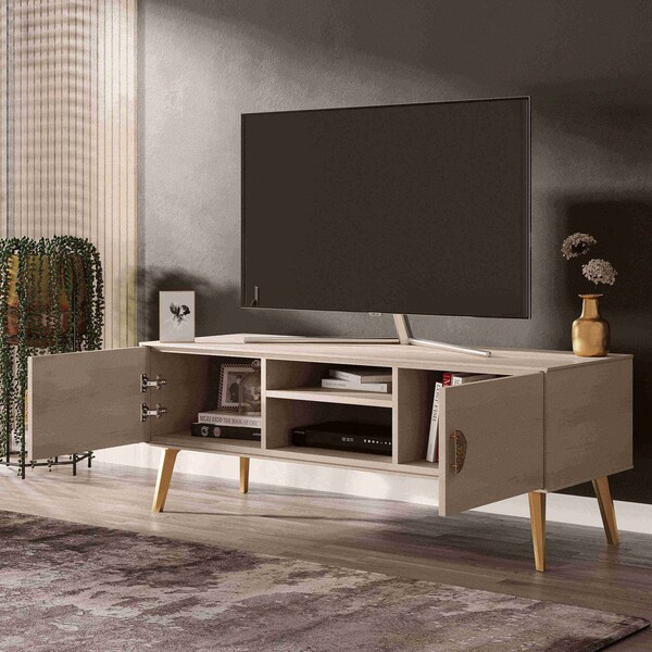Manhattan Comfort Haley TV Stand 55.10 in White in White - TV005-WH