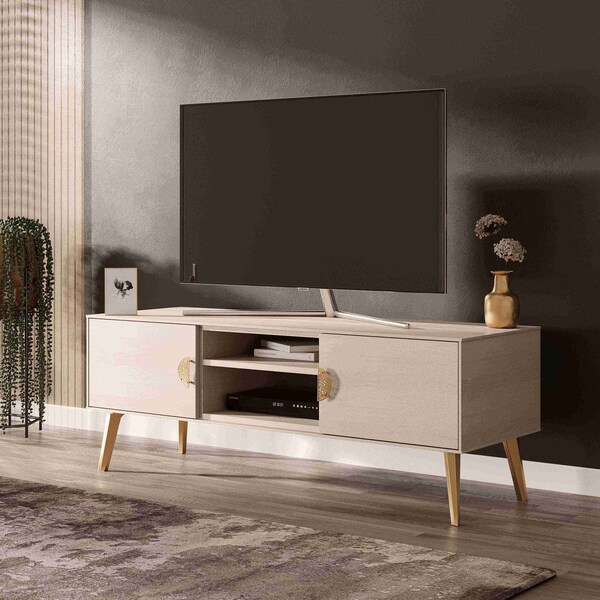 Manhattan Comfort Haley TV Stand 55.10 in White in White - TV005-WH