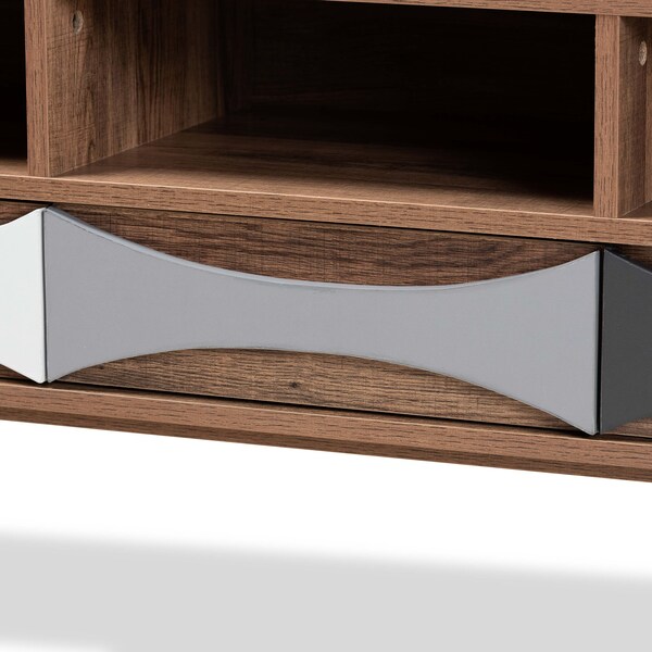 Baxton Studio Leane ModernNatural Brown Finished and Multi-Colored Wood 3-Drawer TV Stand - 196-12081-ZORO