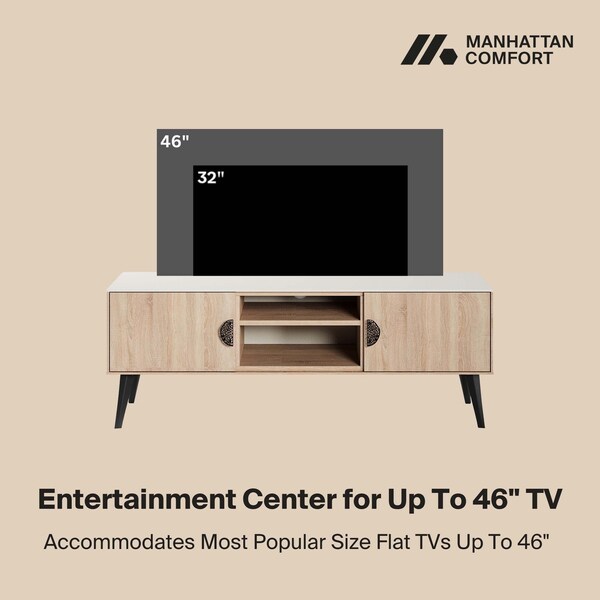 Manhattan Comfort Haley TV Stand 55.10 in Natural & Nude in Natural and Nude - TV005-NN