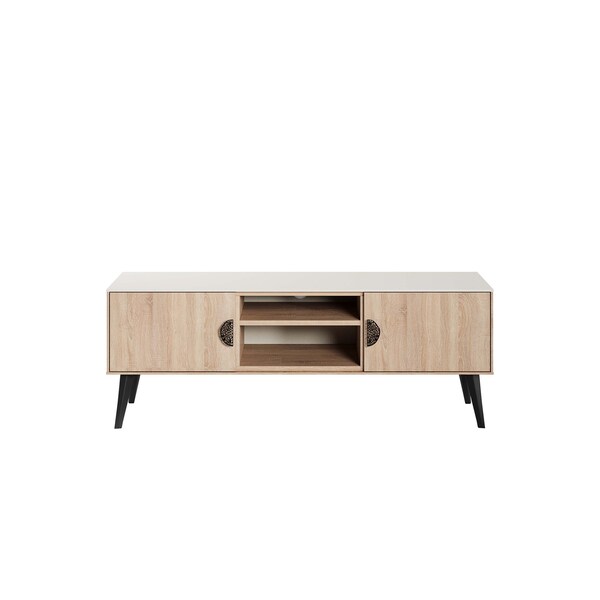 Manhattan Comfort Haley TV Stand 55.10 in Natural & Nude in Natural and Nude - TV005-NN