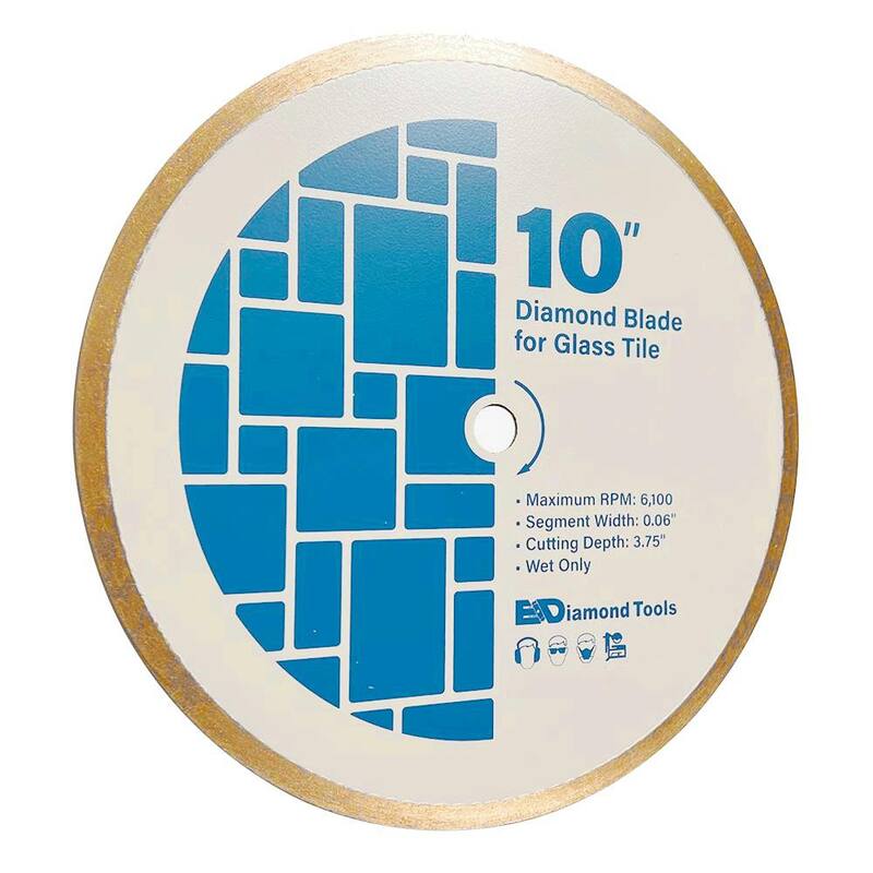 EDiamondTools 10 pulgadas. Diamante para baldosas de mosaico de vidrio, cuchilla de sierra de diamante con borde continuo, profundidad de corte de 3.75 pulgadas, eje de 5/8 pulgadas - CG10C_THD