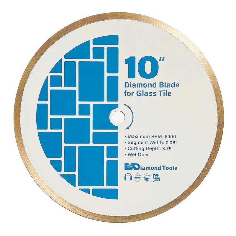 EDiamondTools 10 pulgadas. Diamante para baldosas de mosaico de vidrio, cuchilla de sierra de diamante con borde continuo, profundidad de corte de 3.75 pulgadas, eje de 5/8 pulgadas - CG10C_THD