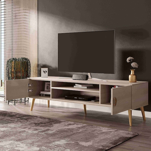 Manhattan Comfort Haley TV Stand 70.9 in White in White - TV004-WH