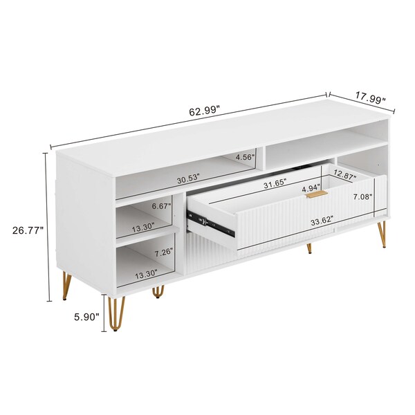 Manhattan Comfort DUMBO 63in TV Stand in White - TV001-WH