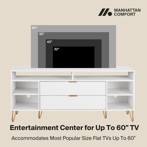 Manhattan Comfort DUMBO 63in TV Stand in White - TV001-WH