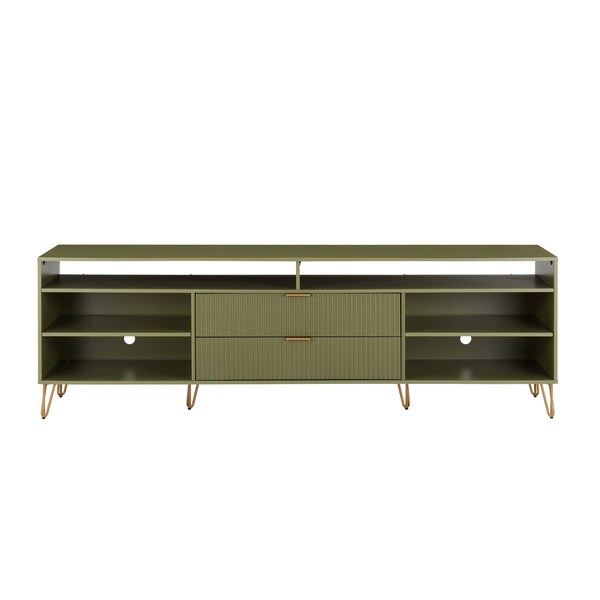 Manhattan Comfort DUMBO 85in TV Stand in Olive Green - TV002-OG