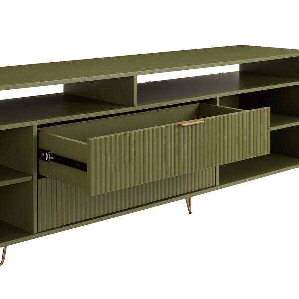 Manhattan Comfort DUMBO 85in TV Stand in Olive Green - TV002-OG