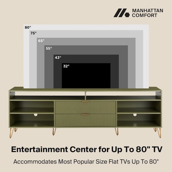 Manhattan Comfort DUMBO 85in TV Stand in Olive Green - TV002-OG