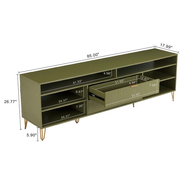 Manhattan Comfort DUMBO 85in TV Stand in Olive Green - TV002-OG