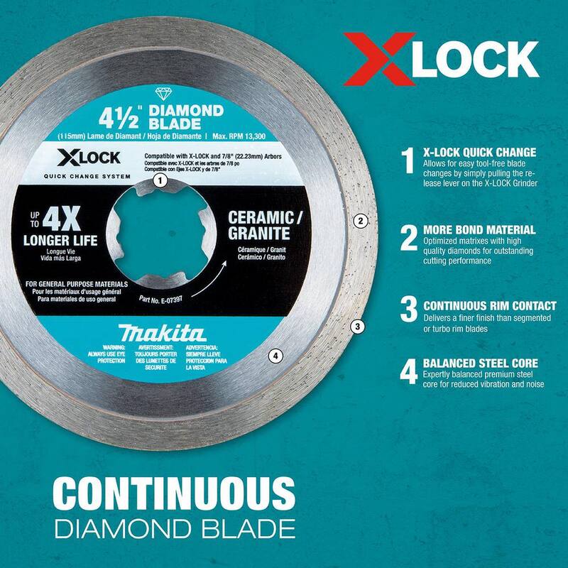 Disco de diamante de borde continuo de 5 pulgadas para corte de cerámica y granito - E-07406 de Makita X-LOCK