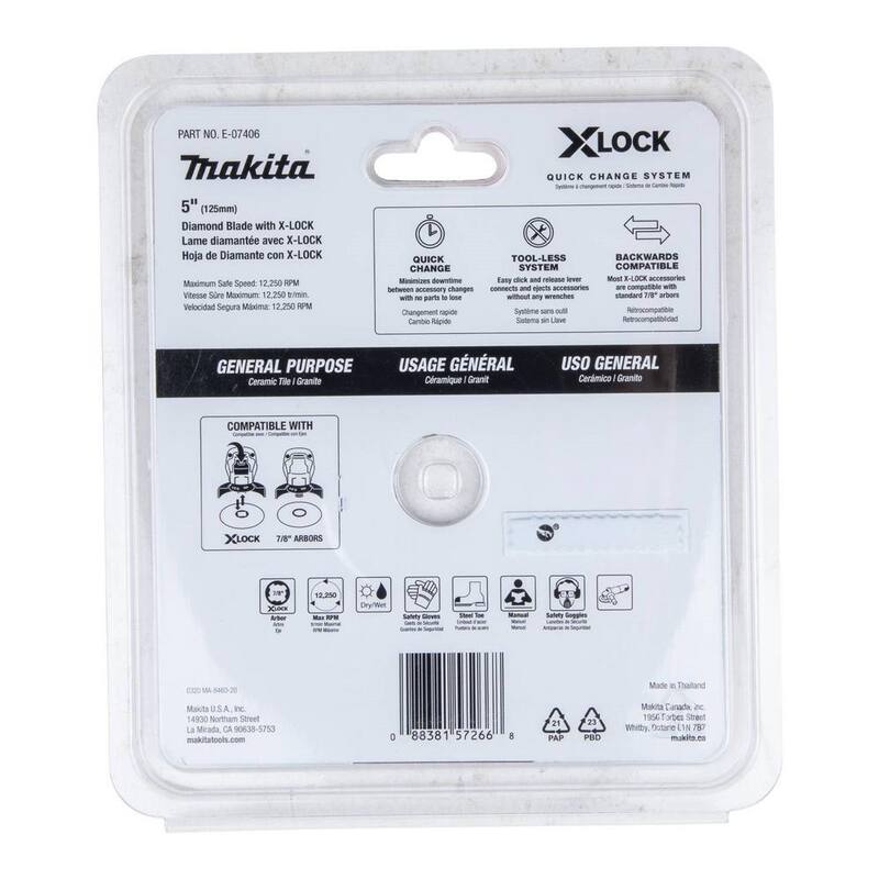 Disco de diamante de borde continuo de 5 pulgadas para corte de cerámica y granito - E-07406 de Makita X-LOCK
