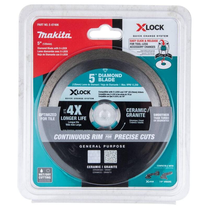 Disco de diamante de borde continuo de 5 pulgadas para corte de cerámica y granito - E-07406 de Makita X-LOCK