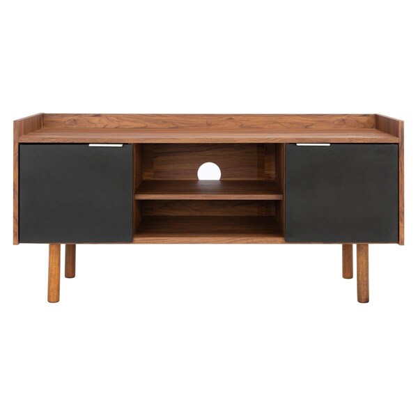 Safavieh Diara 2 Shelf 2 Door Media TV Stands Walnut & Black - MED9603B