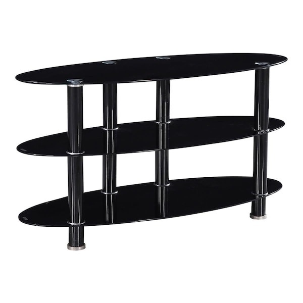 Better Home Neo Oval Tempered Glass TV Stand for 40 in. TV, Black - 21 x 39.5 x 16 in. - TV-1350-BLK