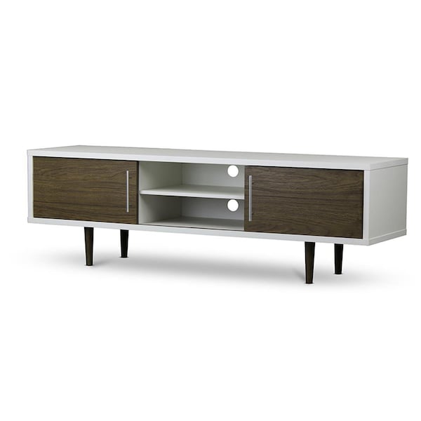 Sekkusu Furniture WI5483-Walnut-TV Gemini Wood Contemporary TV Stand - 21 x 66 x 18 in. - SE2491853