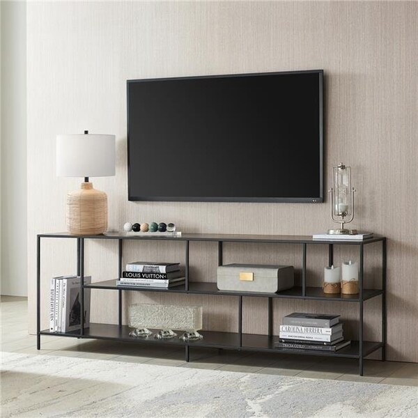 Henn & Hart Henn & Hart TV0565 Winthrop 70 in. Blackened Bronze TV Stand with Metal Shelves - TV0565