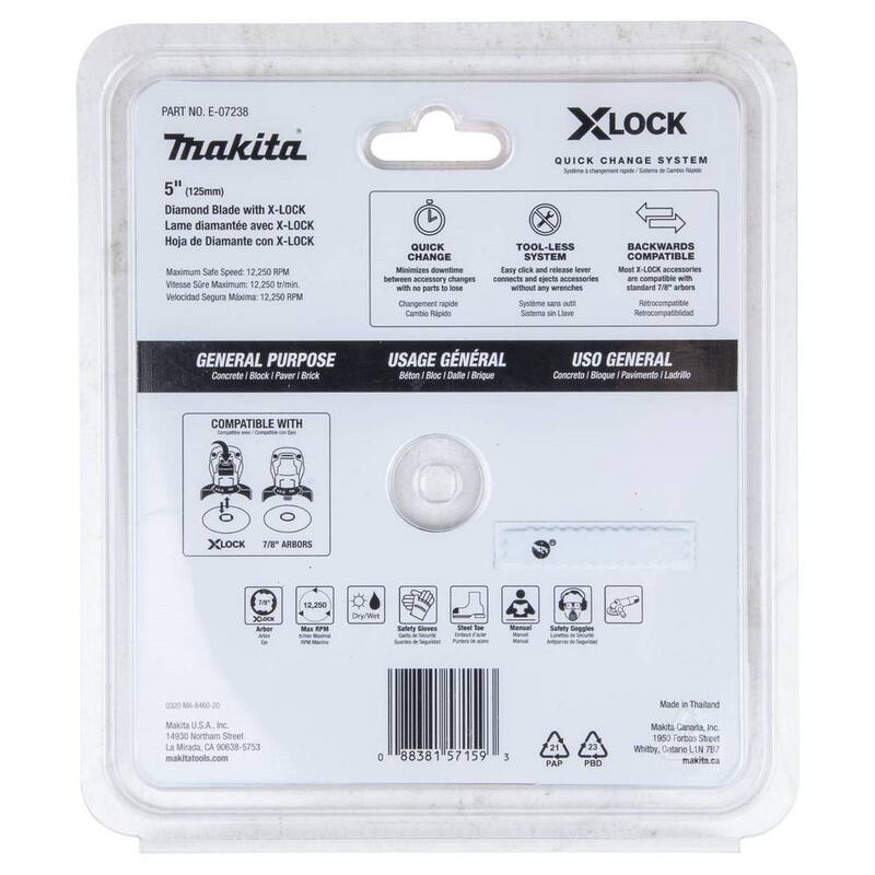 Makita X-LOCK 5 pulgadas. Disco de Diamante Segmentado para Corte de Albañilería - E-07238