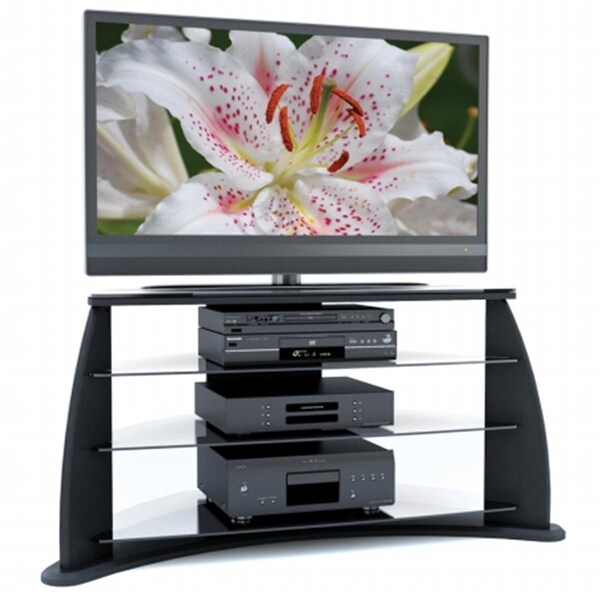 Sonax Florence 42 In. Midnight Black Tv Stand With Glass Shelves - FP-4000