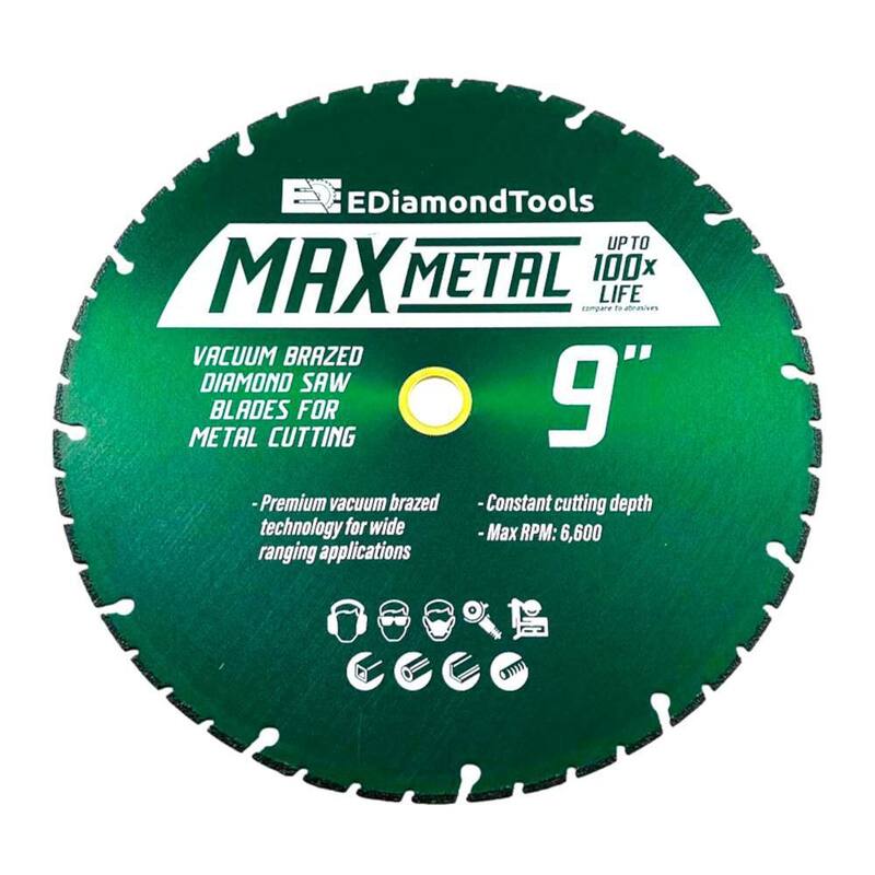 EDiamondTools 9 pulgadas Metal, Borde Segmentado, Hoja de sierra de diamante con recubrimiento al vacío, Altura de segmento de 3 mm, Arbor de 7/8 pulgadas a 5/8 pulgadas - VB09A7_THD