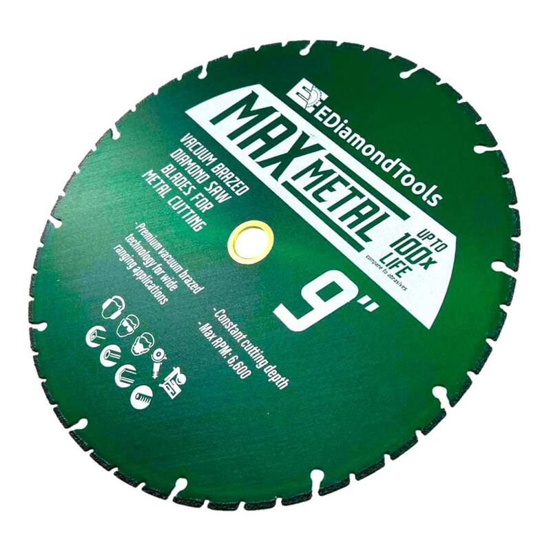 EDiamondTools 9 pulgadas Metal, Borde Segmentado, Hoja de sierra de diamante con recubrimiento al vacío, Altura de segmento de 3 mm, Arbor de 7/8 pulgadas a 5/8 pulgadas - VB09A7_THD
