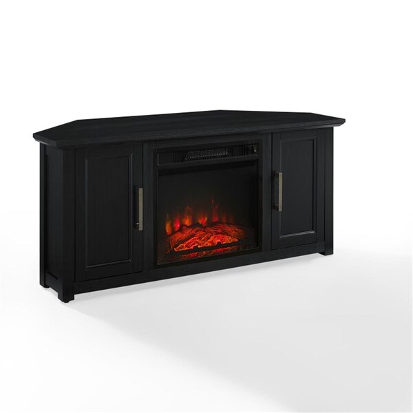 Crosley 48 in. Camden Corner TV Stand with Fireplace, Black - KF100648BK