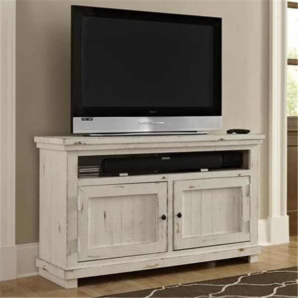 Progressive Furniture Willow Casual Style 54 In. Media Console Table- Distressed White - P610E-54